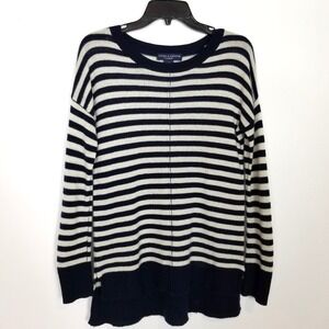 Chelsea & Theodore Women 100% Cashmere Pullover Sweater Sz S Black White Striped